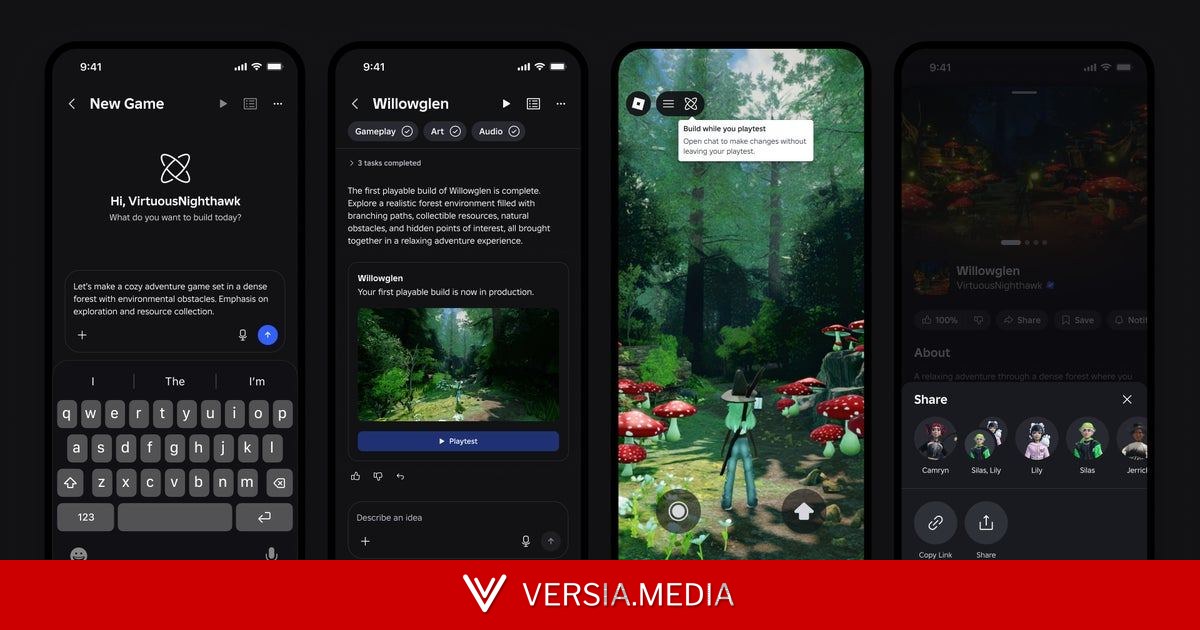 Roblox announce plans to let people AI generate basic games using text prompts stuck into a mobile app, but claim that won't fill their homepage with AI slop