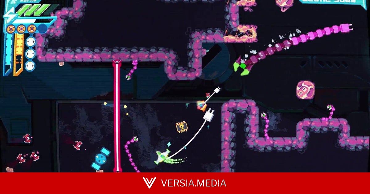 Space shooter Hyperwired gives you a ship with a doofy power cable hanging out the back and challenges you to keep its battery charged