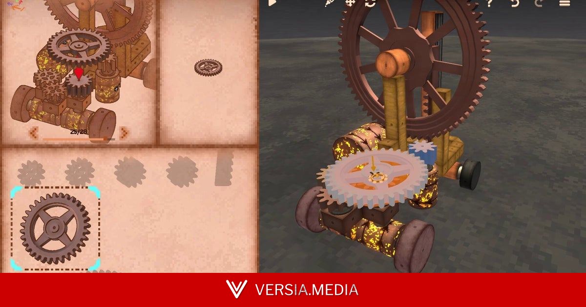 Geareo is an extremely pleasing clockwork building game with pull-out model kits and flippable paper manuals